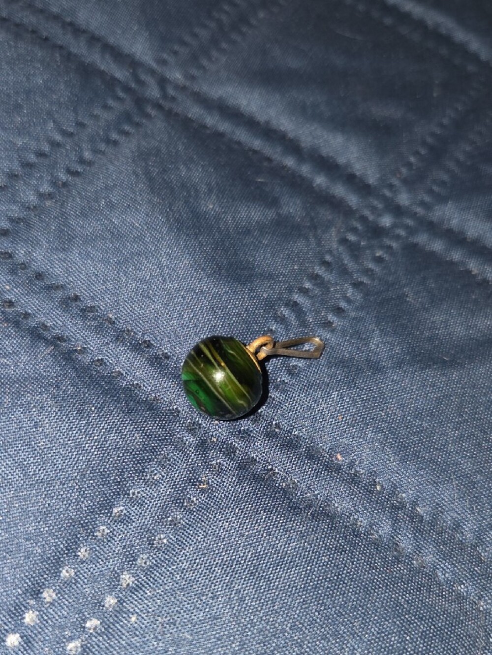 Green Striped Glass Bead - Picture 3 of 5